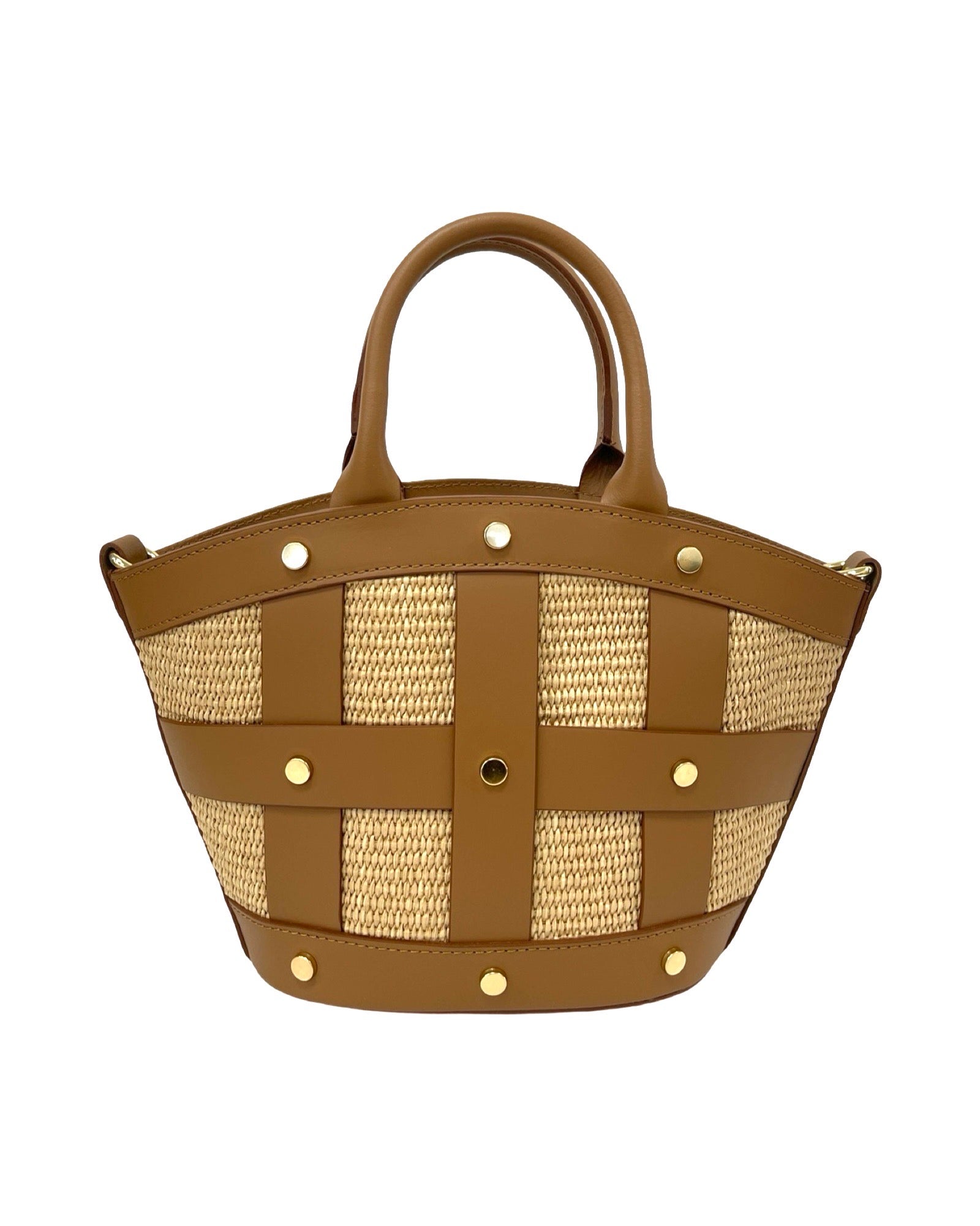 Bucket Bag Medium Studded Raffia