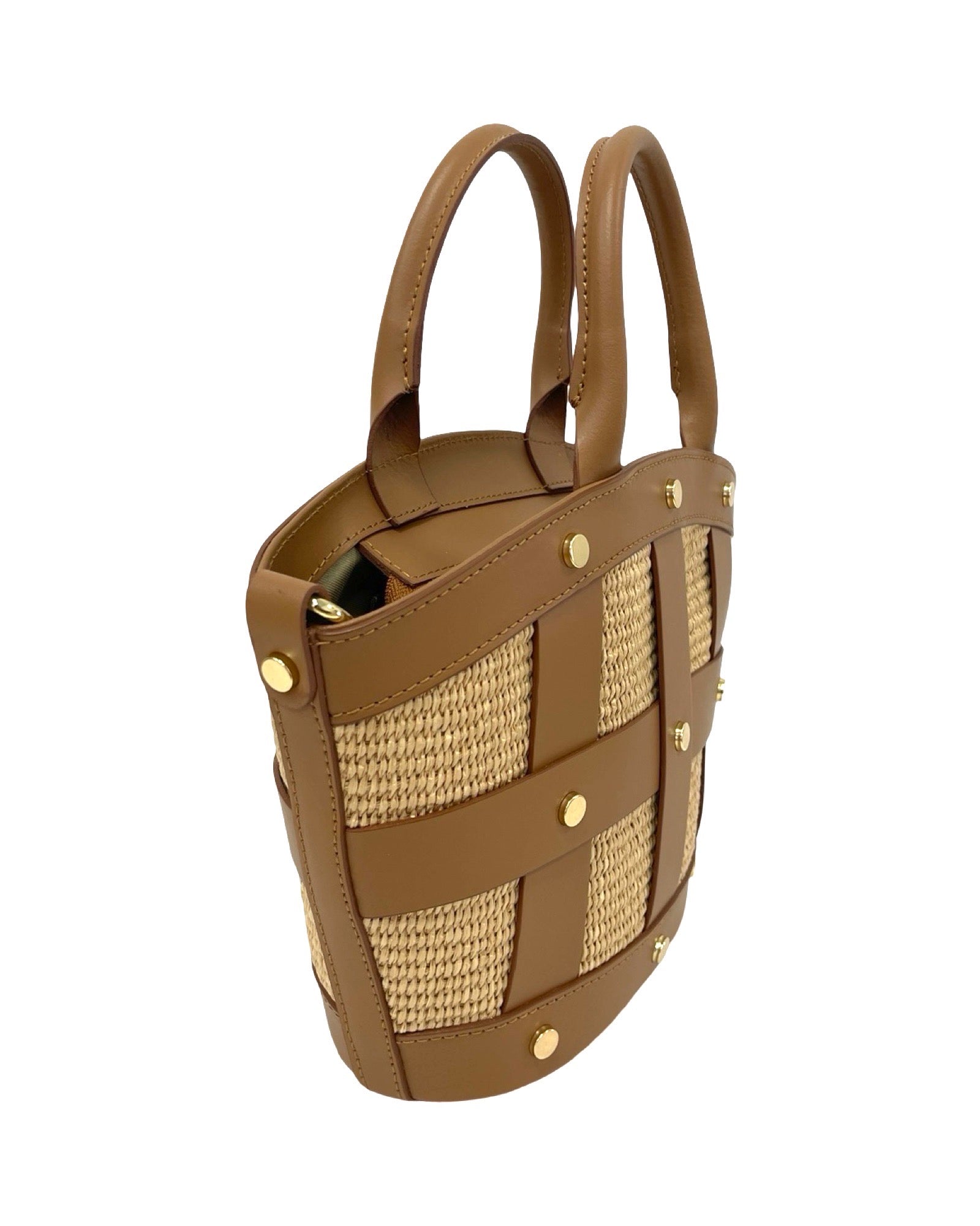 Bucket Bag Medium Studded Raffia