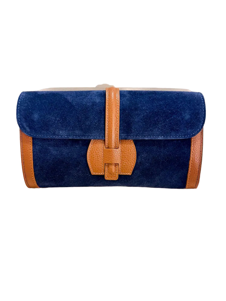 Suede Leather Clutch Two Tone