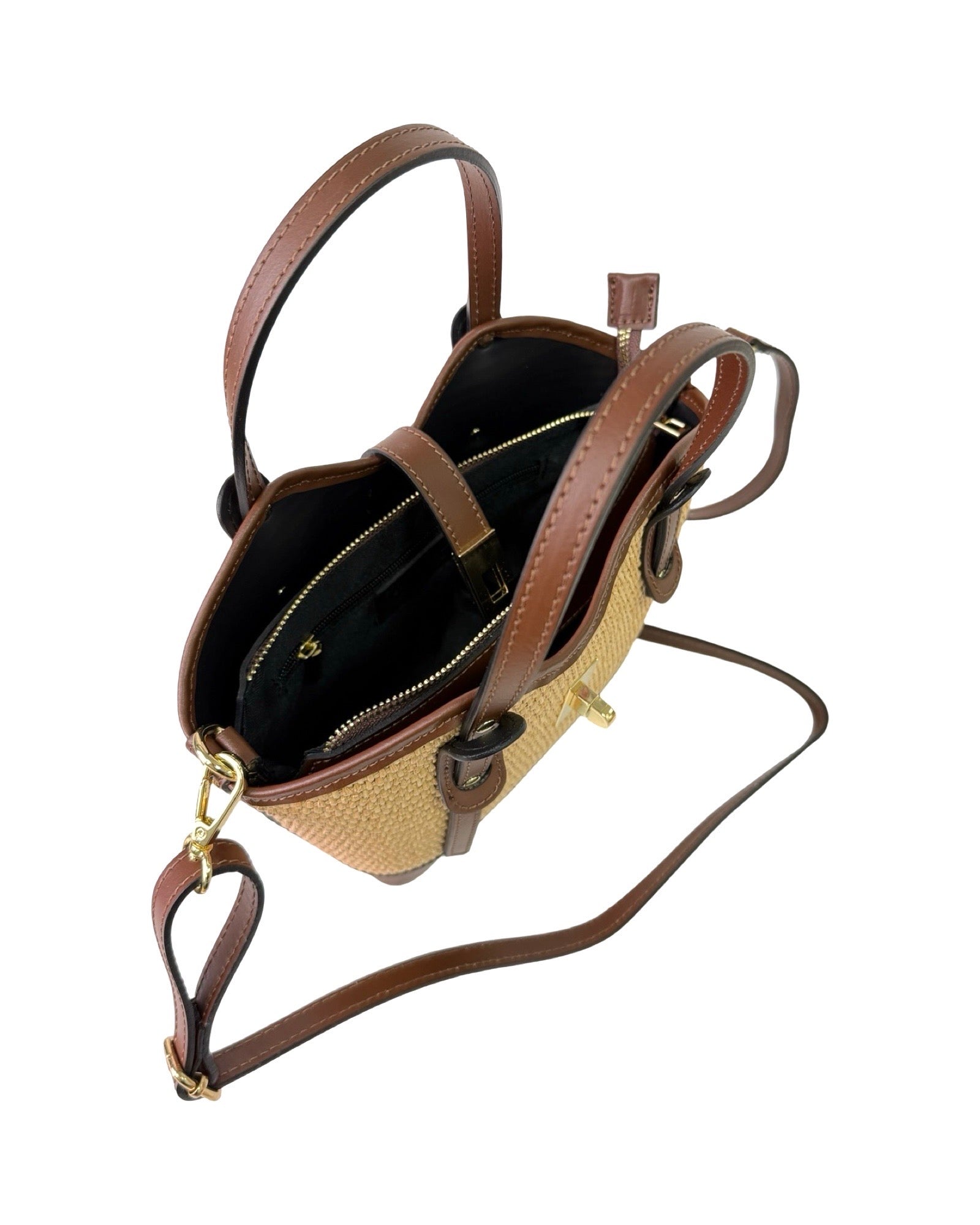 Compartment Bag Small Raffia