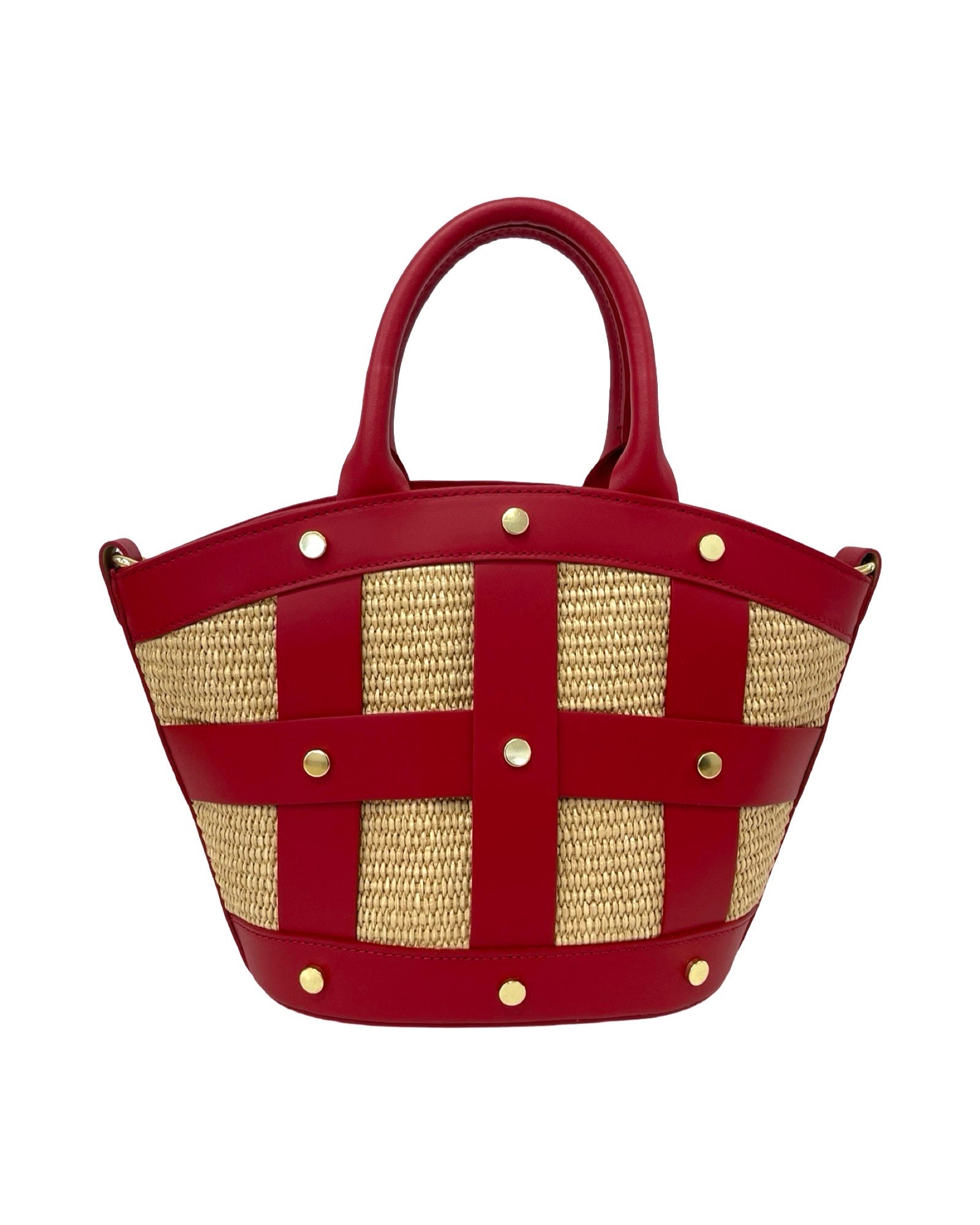 Bucket Bag Medium Studded Raffia