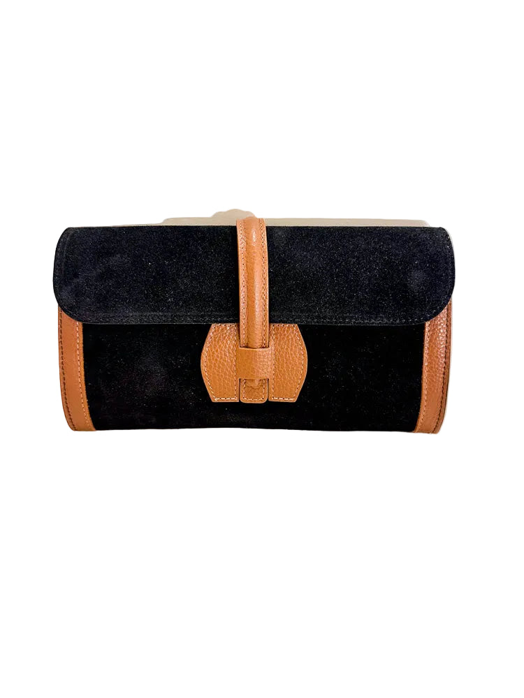 Suede Leather Clutch Two Tone